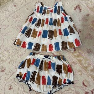 Pink Chicken Girls White Popsicle Print Matching Set - Red, Blue, Brown